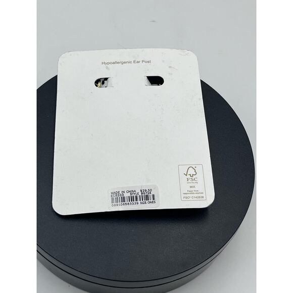 J. Crew Gold Plated Double Hoop Crystal Earrings New - Picture 12 of 13